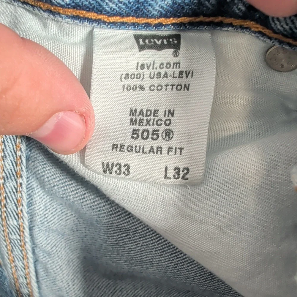 Levi's 505 Jeans Mens 33x32 Blue Regular Fit Straight‎ Leg Denim Cotton Casual